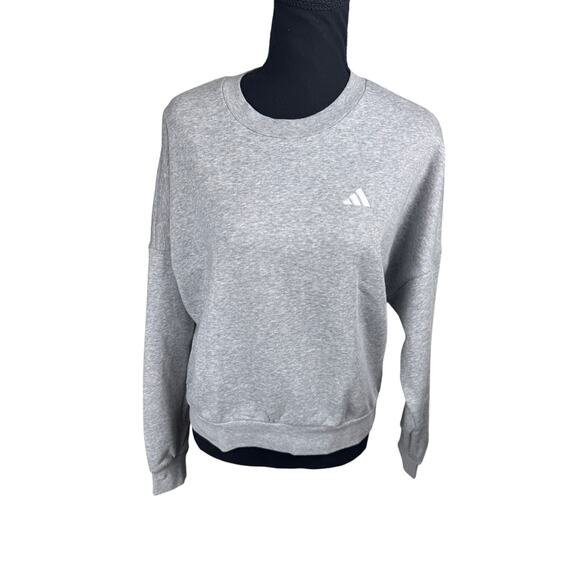 adidas Women's Essentials Feel Cozy Logo Fleece Sweatshirt NWT GREY SIZE M - Picture 4 of 10